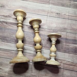 Homegoods 3 Piece Wood Candle Holders
